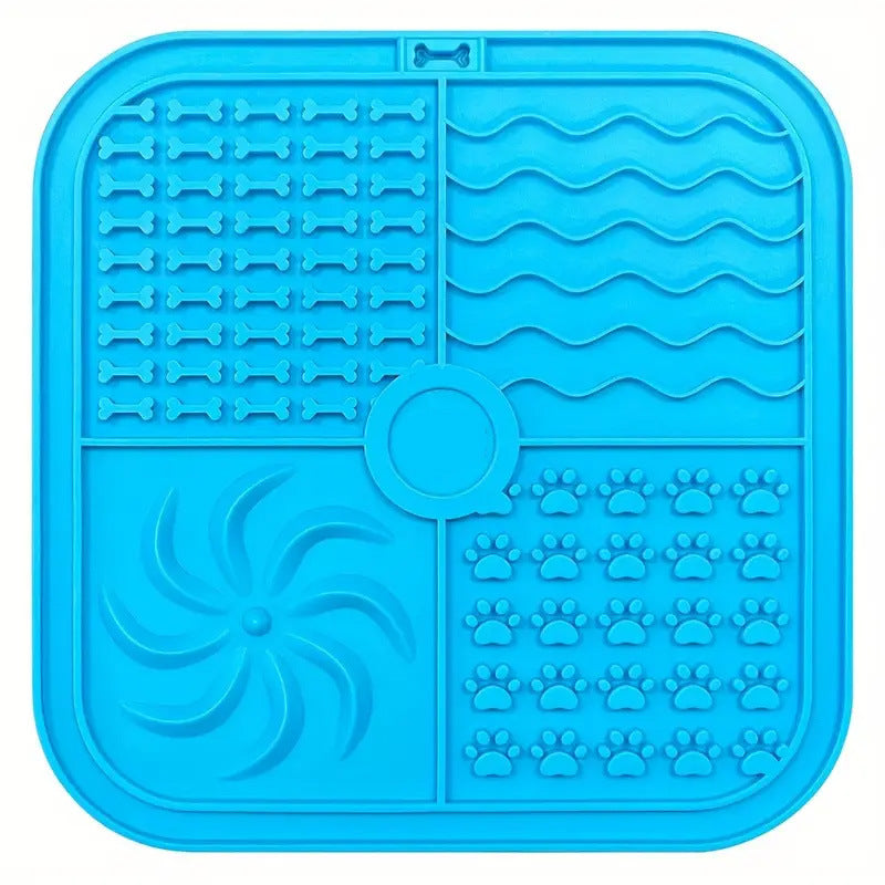 KFX-0060989 Silicone Non-Slip Pet Slow Food Mat with Bottom Suction Cups - Multiple Colors Available