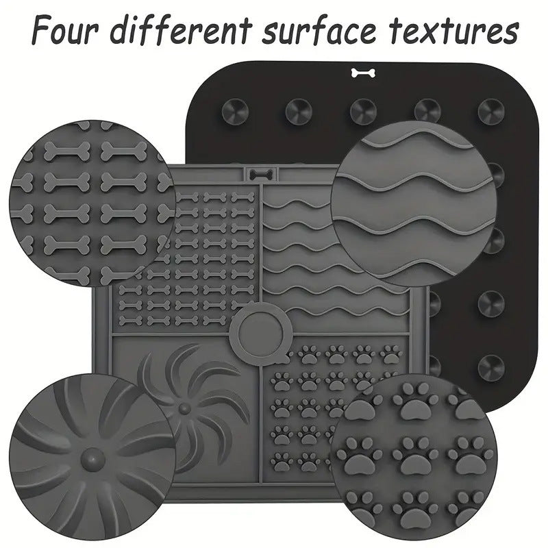 KFX-0060989 Silicone Non-Slip Pet Slow Food Mat with Bottom Suction Cups - Multiple Colors Available