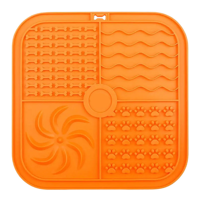 KFX-0060989 Silicone Non-Slip Pet Slow Food Mat with Bottom Suction Cups - Multiple Colors Available