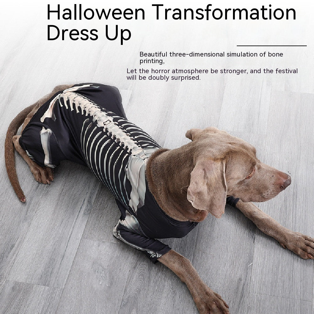 KFX-0061373 Casual Black Skull Dog Dress for Halloween Celebrations