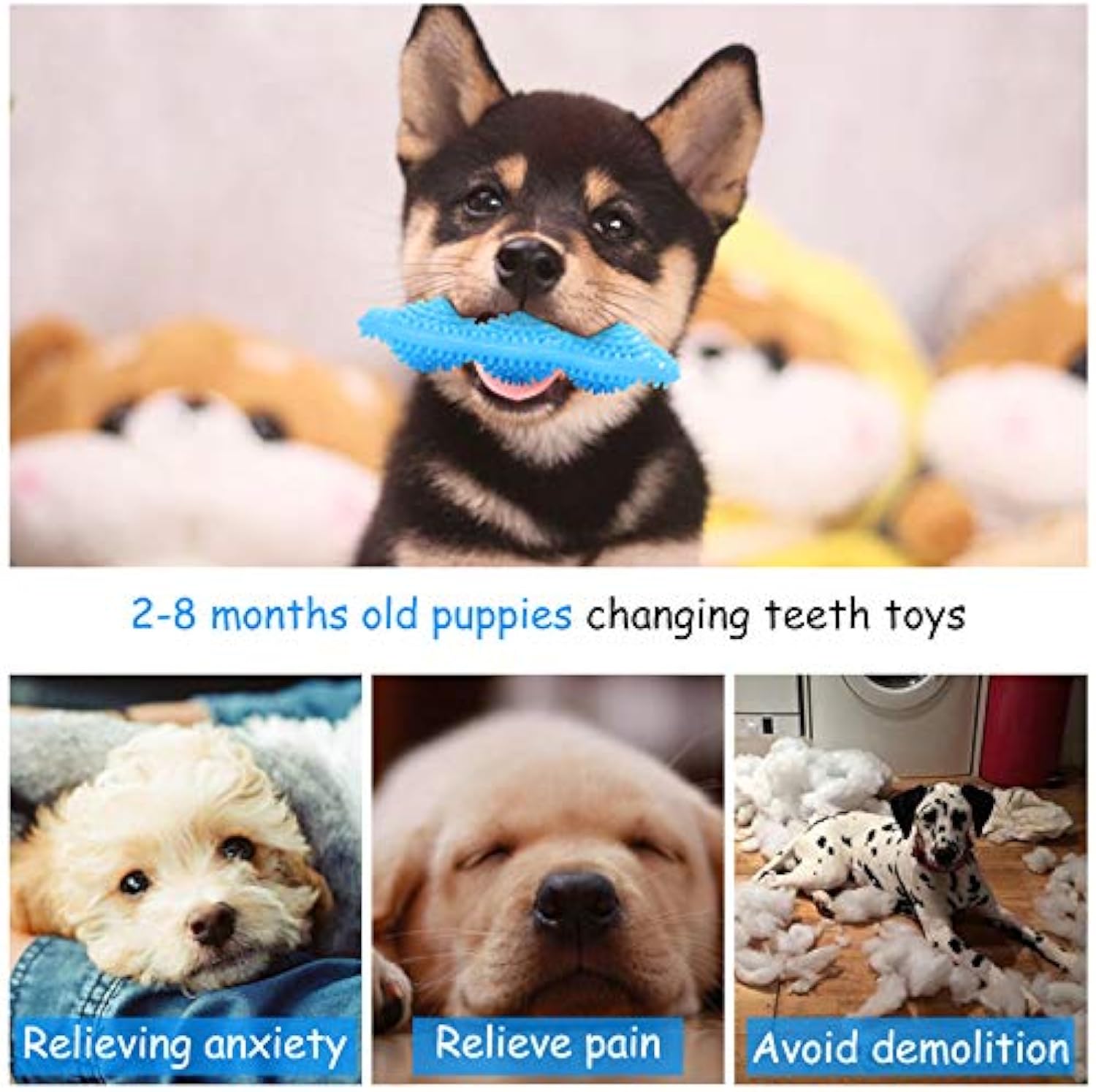 KFX-0062269 Durable Rubber Chew Toy for Teething Puppies - 360 Clean Teeth and Alleviates Discomfort