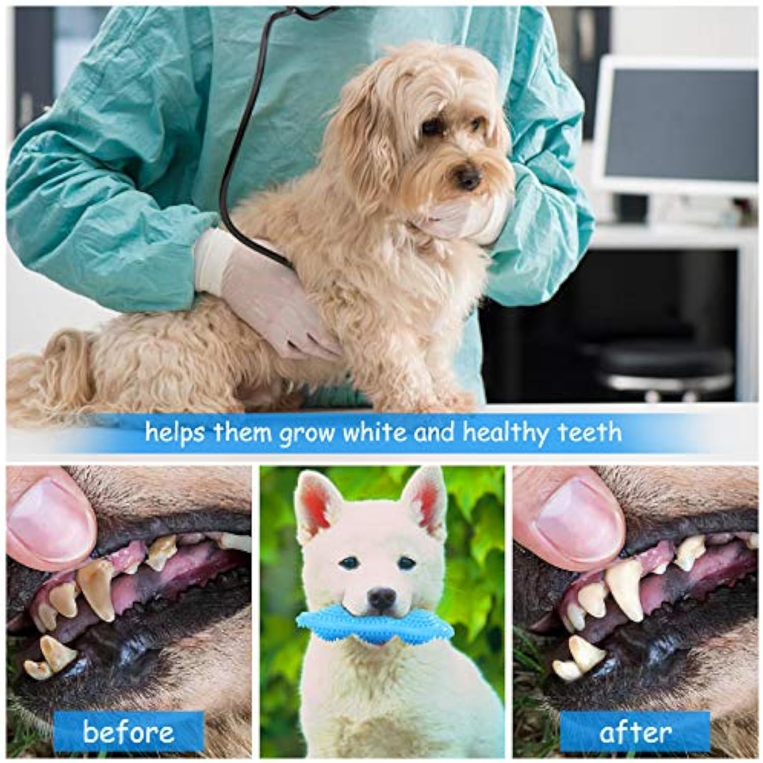 KFX-0062269 Durable Rubber Chew Toy for Teething Puppies - 360 Clean Teeth and Alleviates Discomfort
