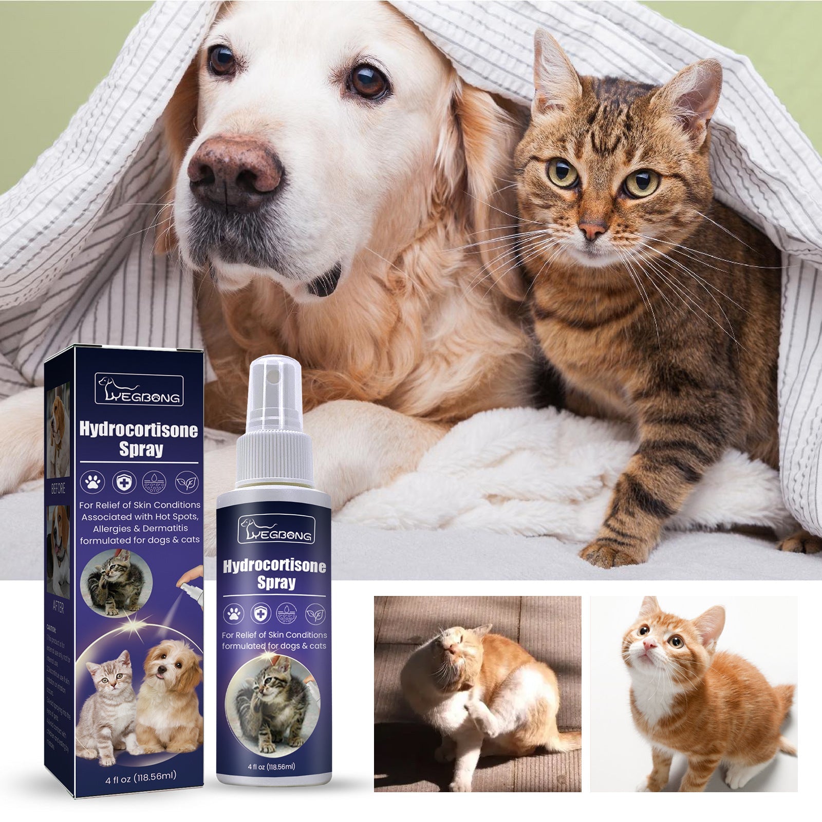 KFX-0062653 Pet Anti-Itching Spray for Cleansing and Soothing Skin - 118.56ml