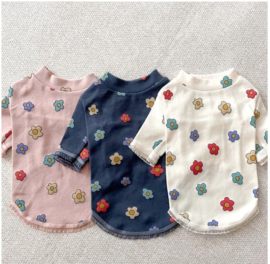 KFX-0063165 Casual Blue and White Breathable Pet Clothes for Small Dogs