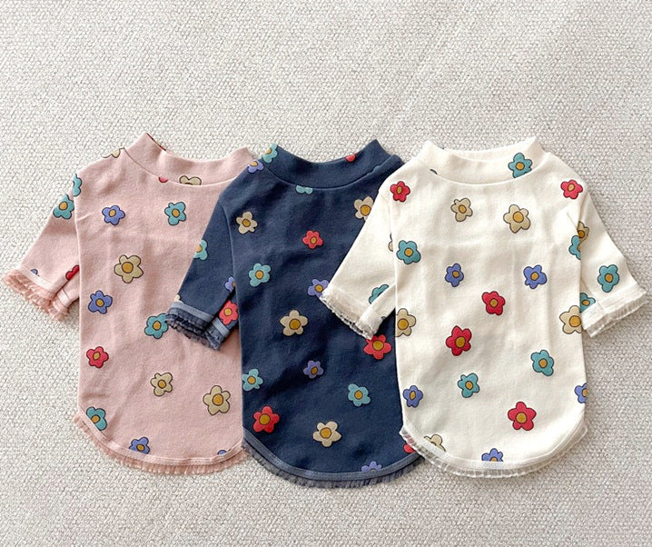 KFX-0063165 Casual Blue and White Breathable Pet Clothes for Small Dogs