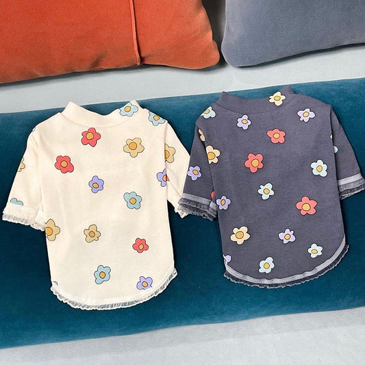 KFX-0063165 Casual Blue and White Breathable Pet Clothes for Small Dogs