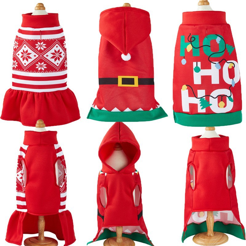 KFX-0065853 Christmas-Themed Hooded Dog Outfit with Lights and Skirt - XS to XL Sizes