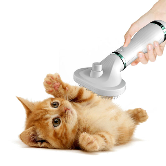 KFX-0066365 Ergonomic Pet Hair Dryer Comb with Stainless Steel Teeth and One-Key Dehairing Function
