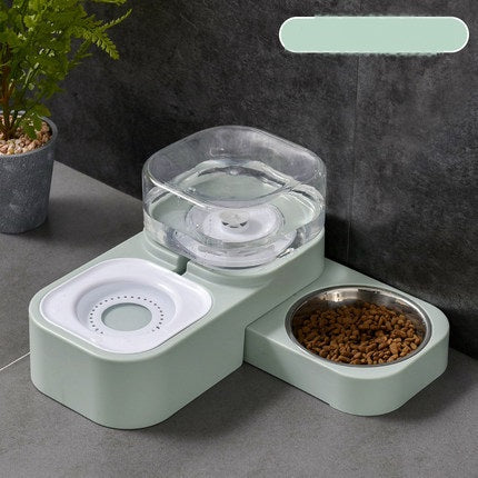 KFX-0066749 Rotating Double Bowl Pet Drinking Station for Cats and Dogs