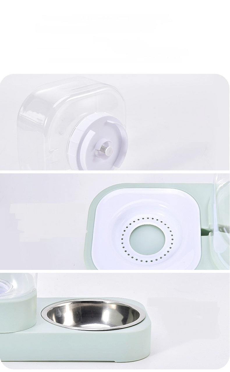KFX-0066749 Rotating Double Bowl Pet Drinking Station for Cats and Dogs