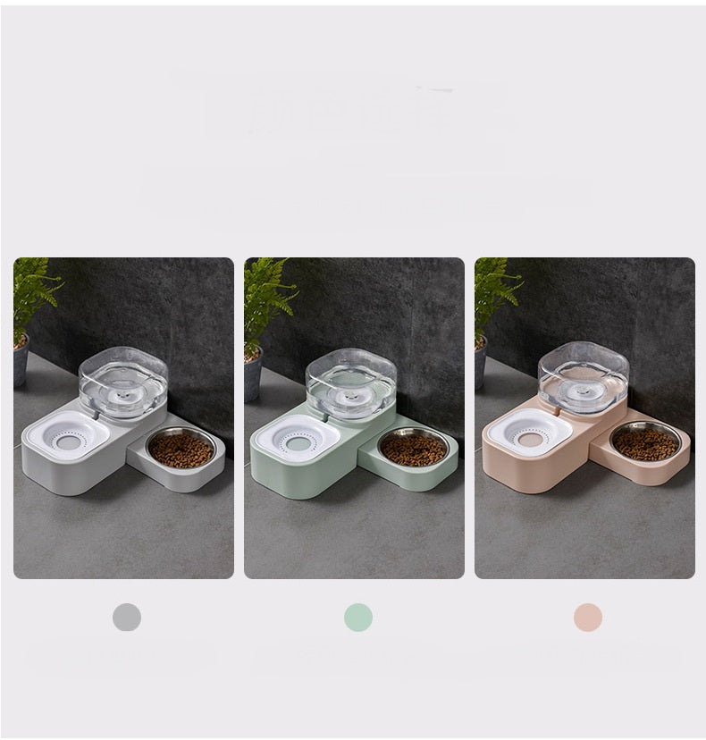 KFX-0066749 Rotating Double Bowl Pet Drinking Station for Cats and Dogs