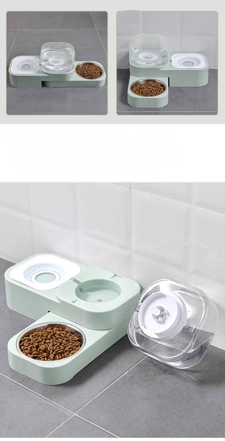 KFX-0066749 Rotating Double Bowl Pet Drinking Station for Cats and Dogs