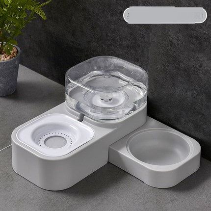 KFX-0066749 Rotating Double Bowl Pet Drinking Station for Cats and Dogs