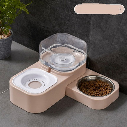 KFX-0066749 Rotating Double Bowl Pet Drinking Station for Cats and Dogs