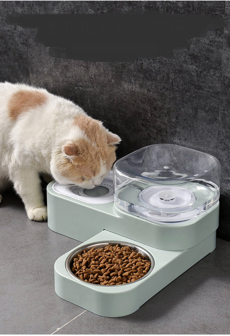 KFX-0066749 Rotating Double Bowl Pet Drinking Station for Cats and Dogs