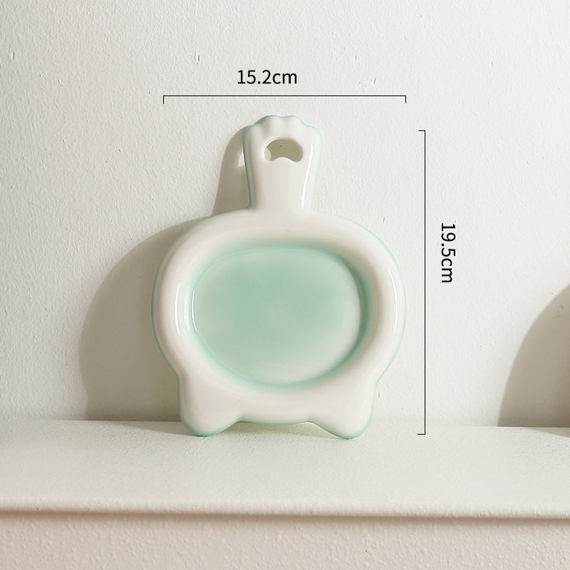 KFX-0068029 Ceramic Cat Bowl - Shallow Pet Plate for Food and Snacks
