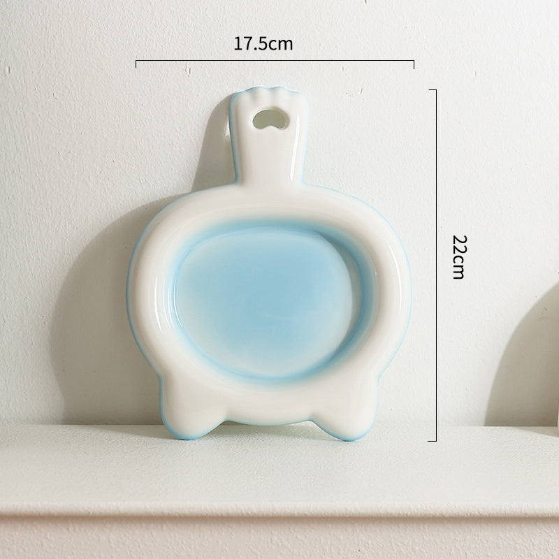 KFX-0068029 Ceramic Cat Bowl - Shallow Pet Plate for Food and Snacks