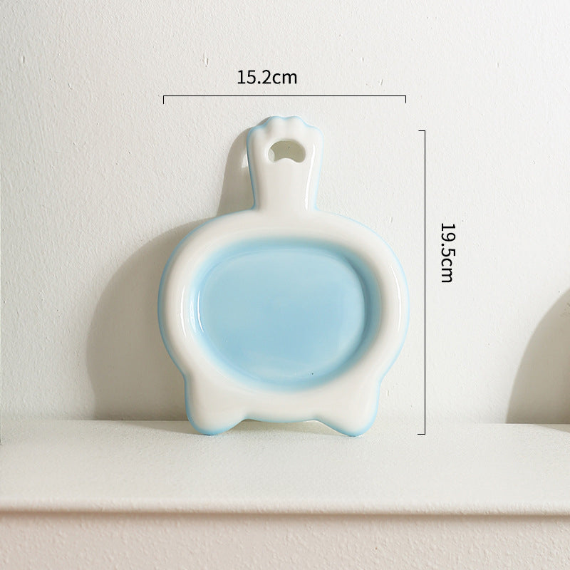 KFX-0068029 Ceramic Cat Bowl - Shallow Pet Plate for Food and Snacks
