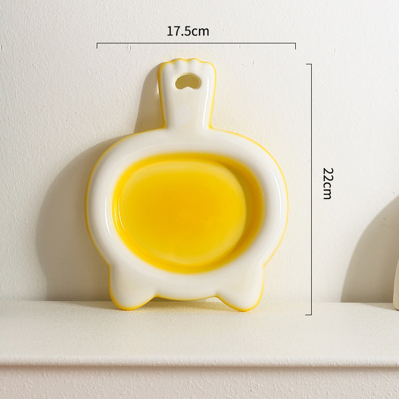 KFX-0068029 Ceramic Cat Bowl - Shallow Pet Plate for Food and Snacks