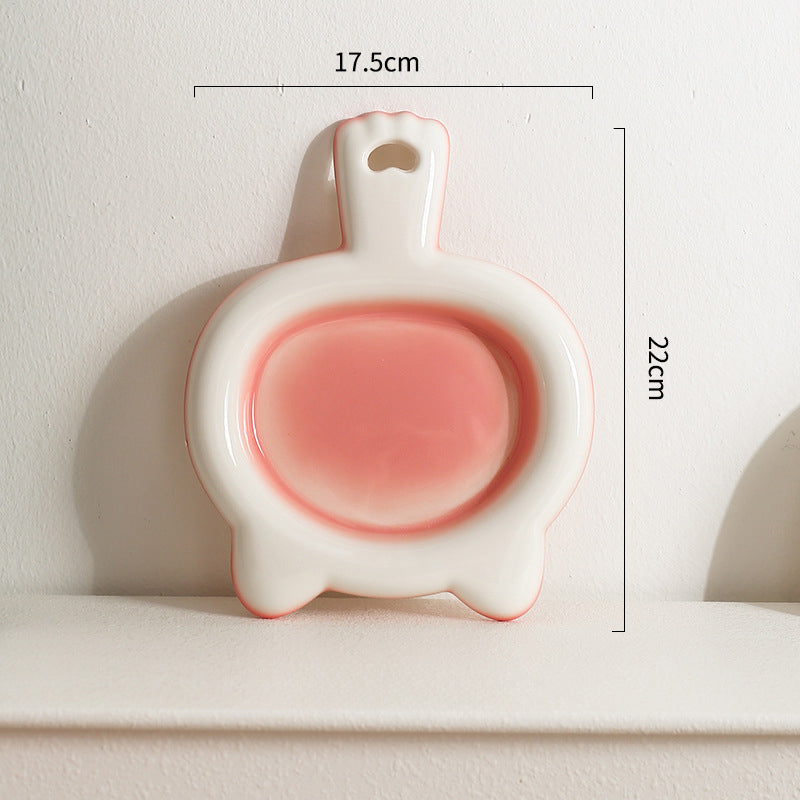 KFX-0068029 Ceramic Cat Bowl - Shallow Pet Plate for Food and Snacks
