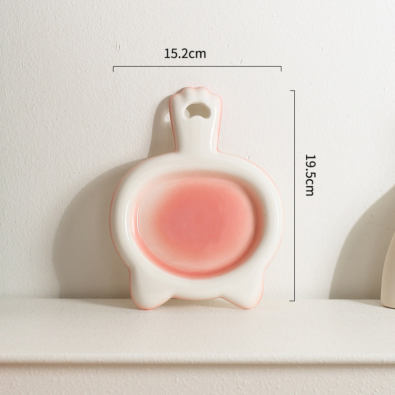 KFX-0068029 Ceramic Cat Bowl - Shallow Pet Plate for Food and Snacks