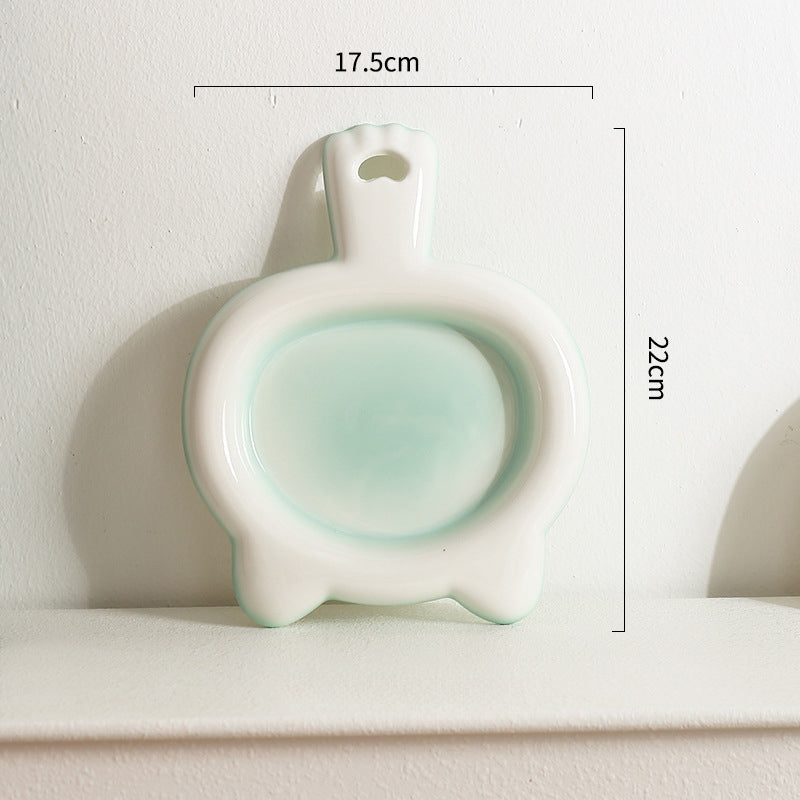 KFX-0068029 Ceramic Cat Bowl - Shallow Pet Plate for Food and Snacks