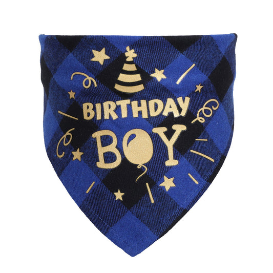 KFX-0068157 Cotton Twill Check Scarf for Pets - Birthday Party Accessory for Cats and Dogs