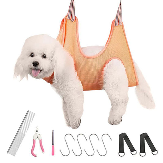 KFX-0068413 Pet Grooming Hammock for Small and Medium Cats and Dogs - Breathable Fabric, Comfortable Design