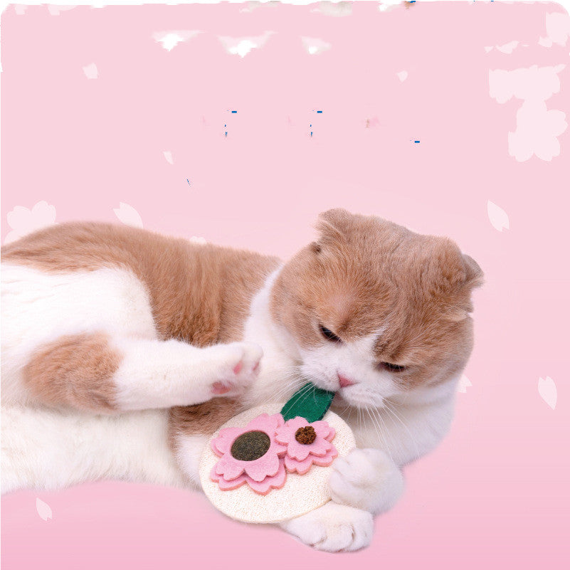 KFX-0069181 Sakura Fruit Cat Teething Stick Toy for Kittens - Natural Loofah & Catnip