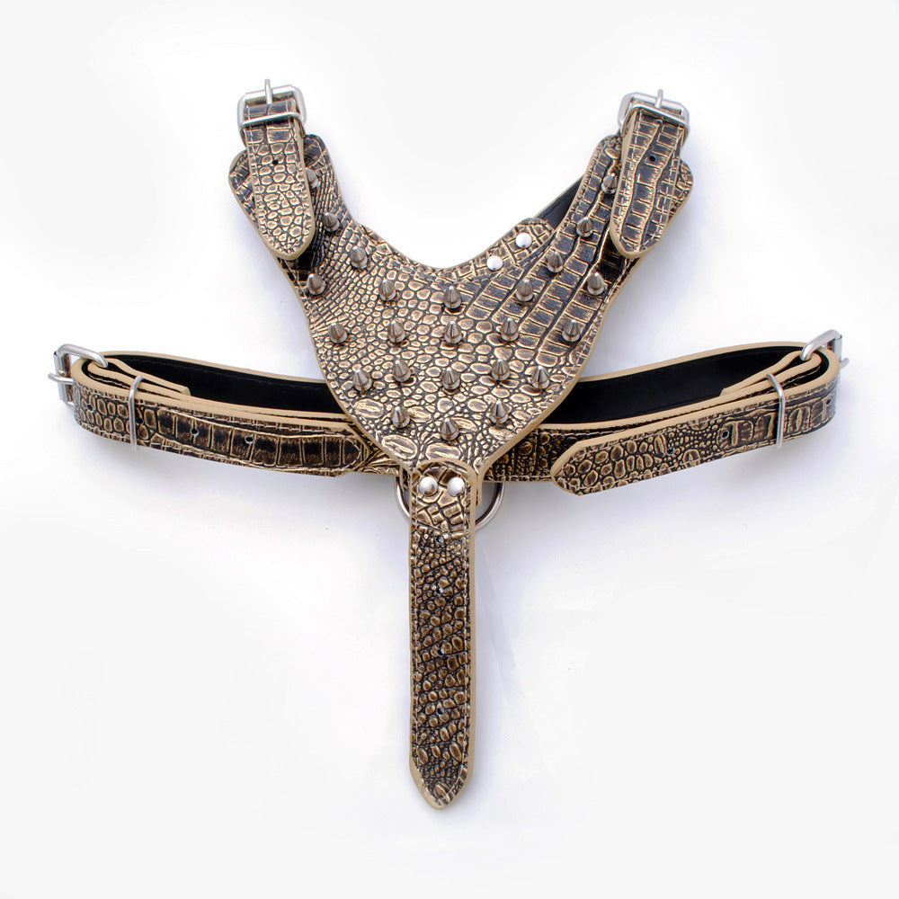 KFX-0069821 Punk Style Rivet Chest Strap for Large Dogs – Adjustable Leather Harness in Multiple Colors