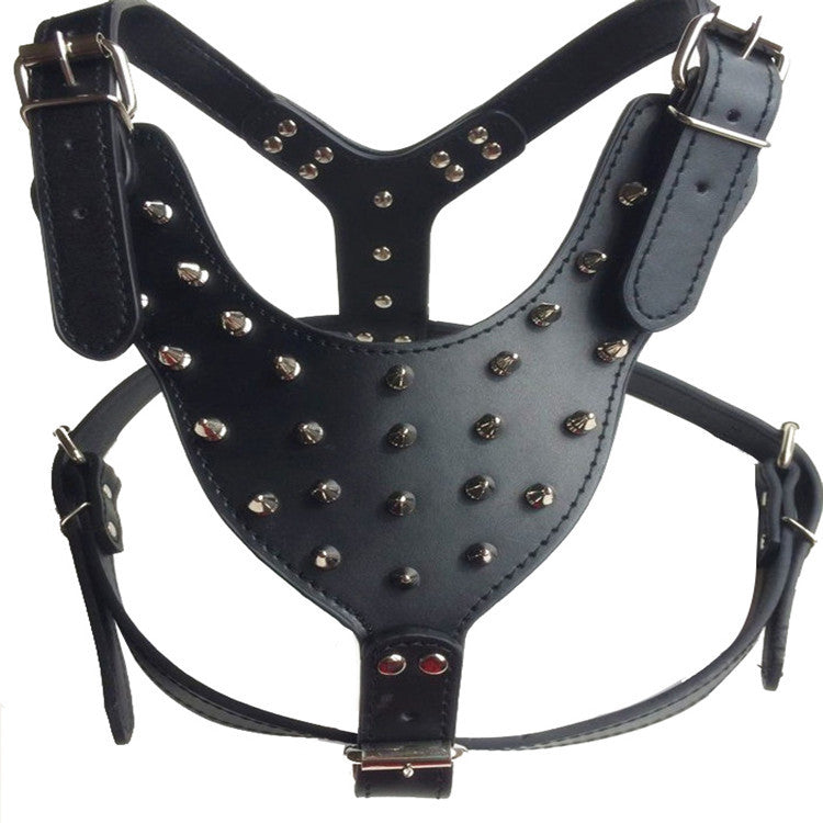 KFX-0069821 Punk Style Rivet Chest Strap for Large Dogs – Adjustable Leather Harness in Multiple Colors