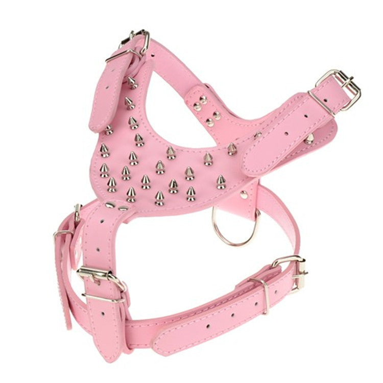 KFX-0069821 Punk Style Rivet Chest Strap for Large Dogs – Adjustable Leather Harness in Multiple Colors