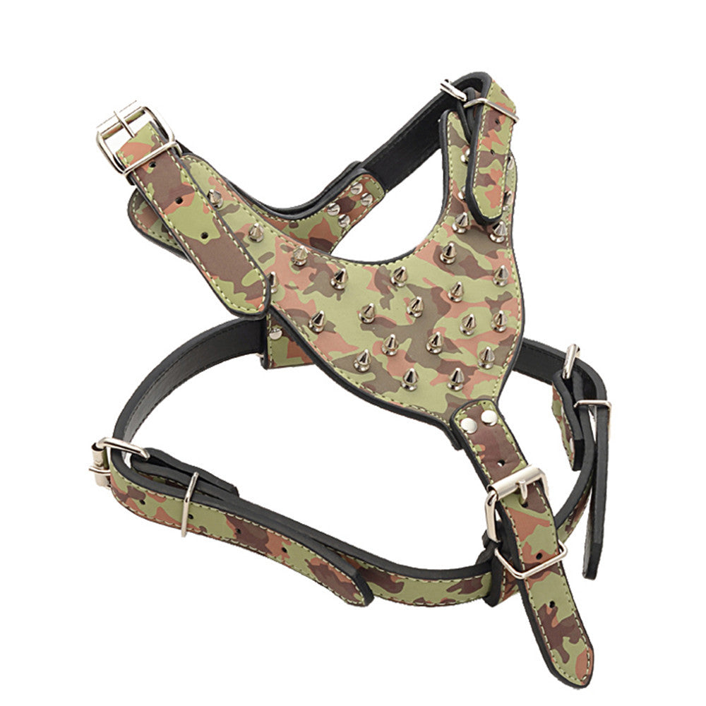 KFX-0069821 Punk Style Rivet Chest Strap for Large Dogs – Adjustable Leather Harness in Multiple Colors