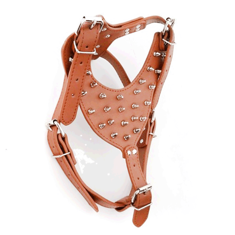 KFX-0069821 Punk Style Rivet Chest Strap for Large Dogs – Adjustable Leather Harness in Multiple Colors