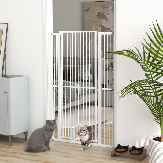 KFX-0071997 59" Extra Tall Pet Gate with Cat Door - Adjustable 30"-41" Fit for Doorways and Hallways
