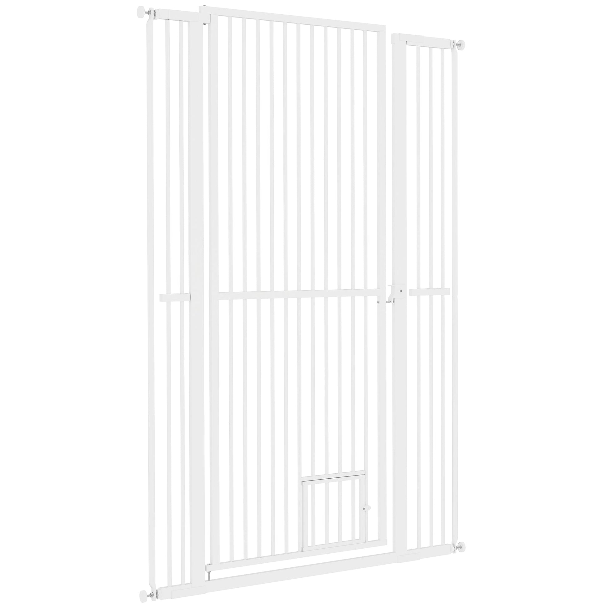 KFX-0071997 59" Extra Tall Pet Gate with Cat Door - Adjustable 30"-41" Fit for Doorways and Hallways
