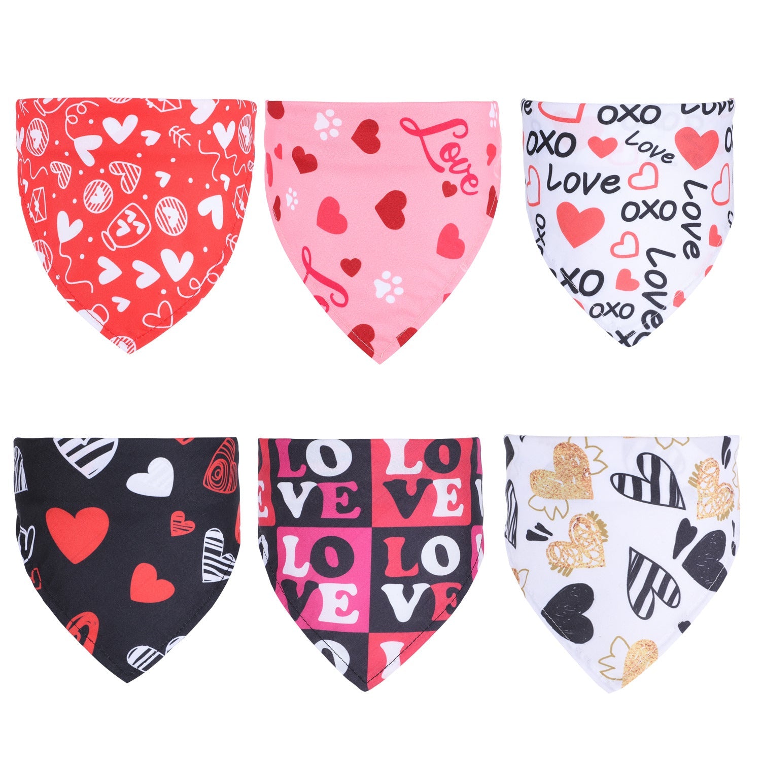 KFX-0073917 Valentine's Day Triangle Pet Scarf - Multiple Colors Available, Fits Neck Circumference 20-46CM