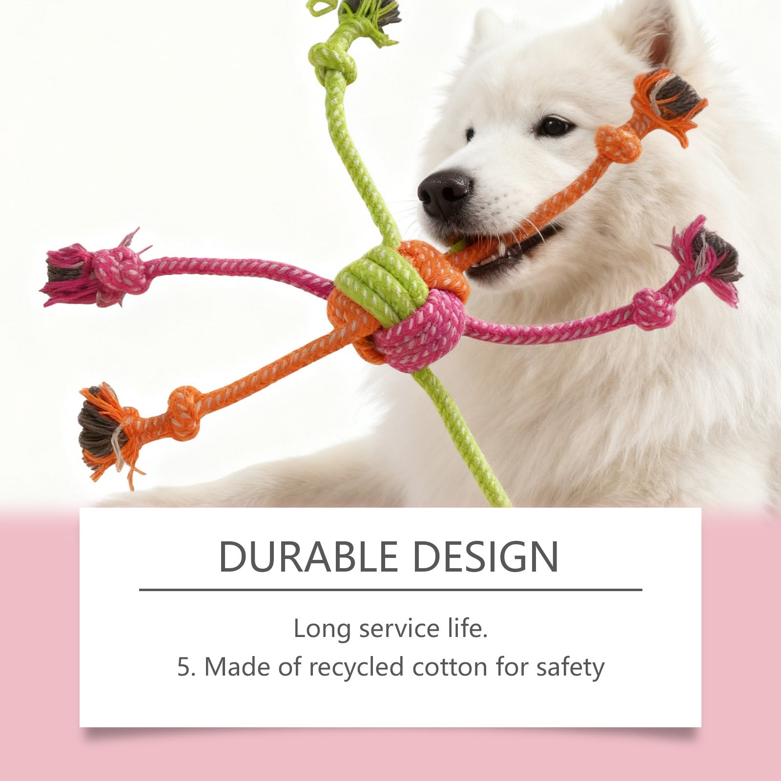KFX-0074941 Interactive Chew-Resistant Knotted Rope Toy for Dogs, Made from Recycled Cotton