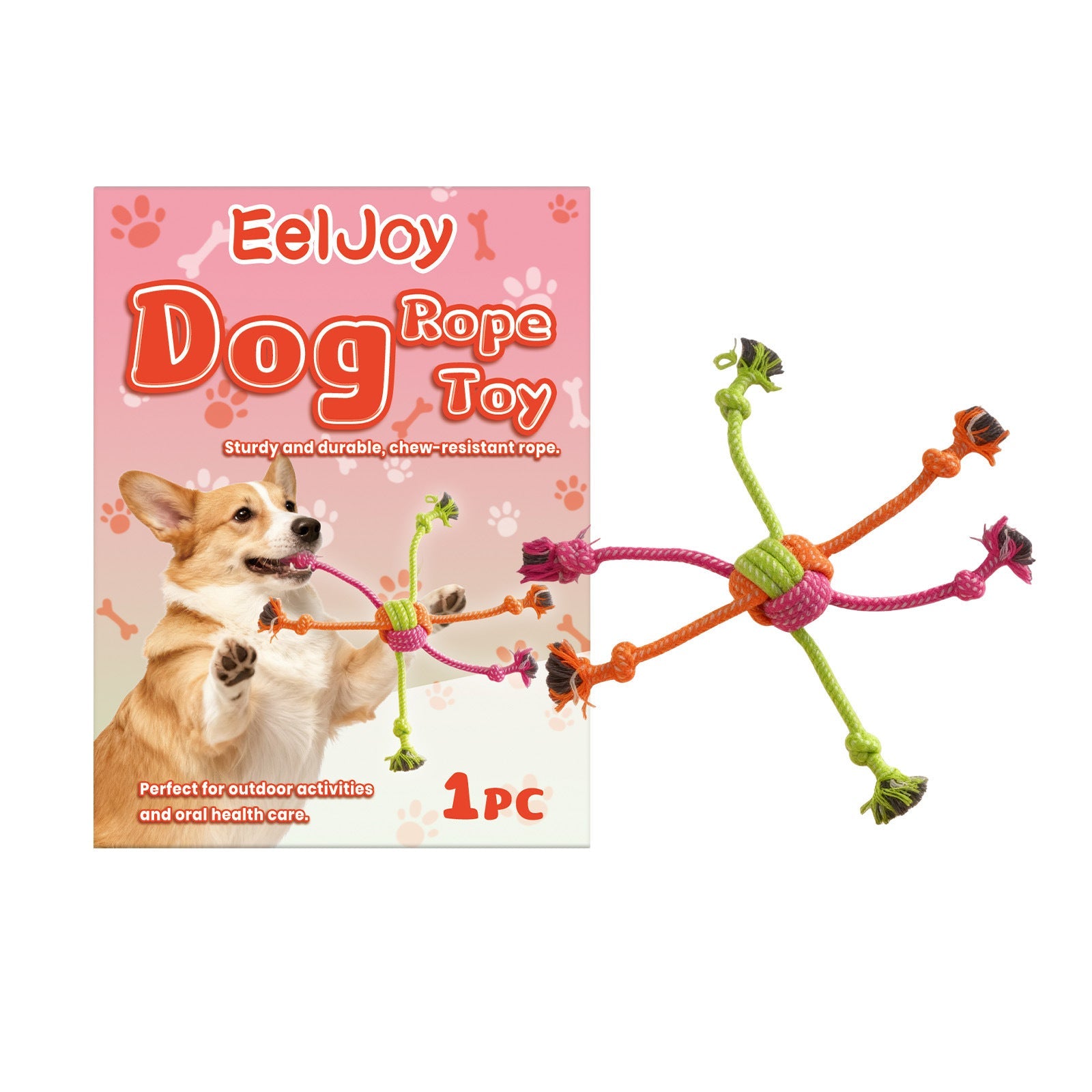 KFX-0074941 Interactive Chew-Resistant Knotted Rope Toy for Dogs, Made from Recycled Cotton