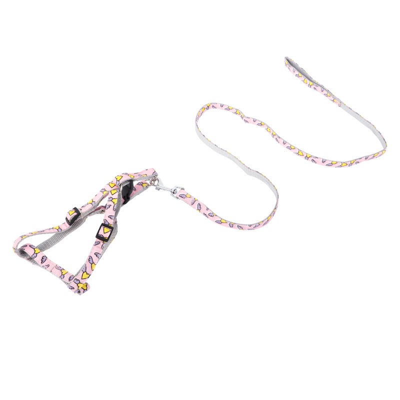 KFX-0075581 Cartoon Love Design Nylon Dog Traction Rope with Chest Strap - Available in Multiple Colors