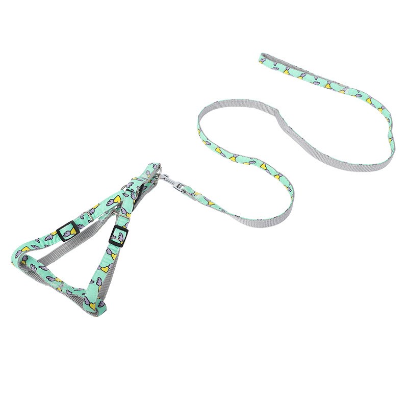 KFX-0075581 Cartoon Love Design Nylon Dog Traction Rope with Chest Strap - Available in Multiple Colors