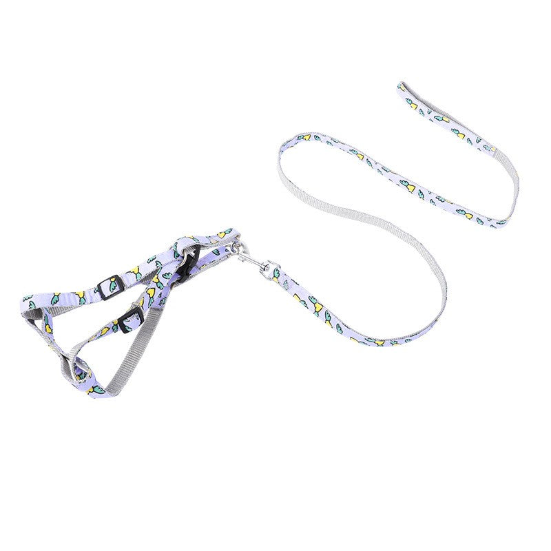 KFX-0075581 Cartoon Love Design Nylon Dog Traction Rope with Chest Strap - Available in Multiple Colors