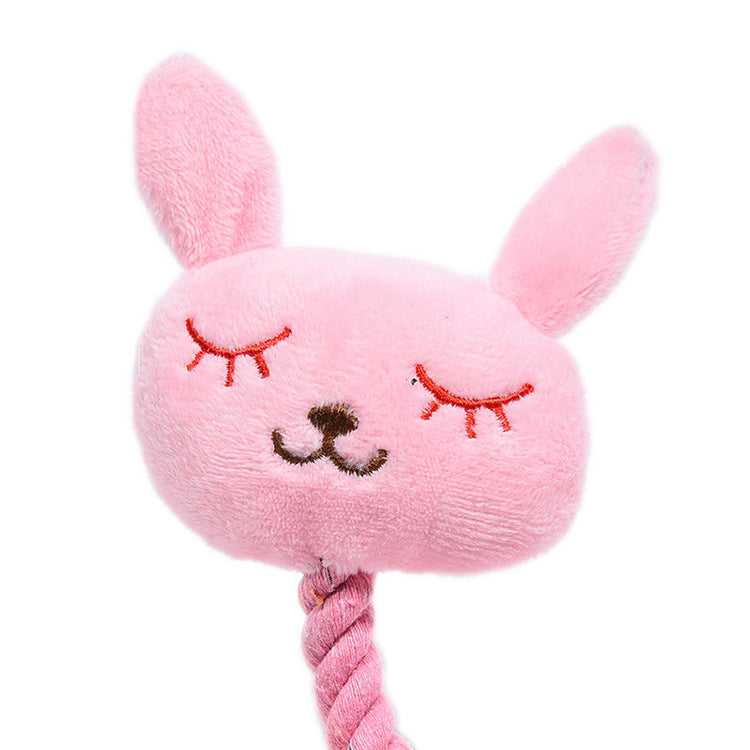 KFX-0075965 Plush Bite-Resistant Vocalization Toy for Pets - Pink Rabbit & Green Frog