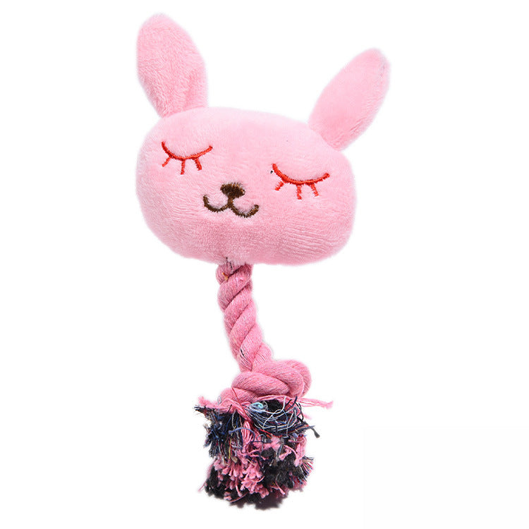 KFX-0075965 Plush Bite-Resistant Vocalization Toy for Pets - Pink Rabbit & Green Frog