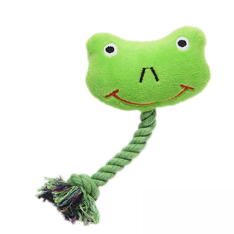 KFX-0075965 Plush Bite-Resistant Vocalization Toy for Pets - Pink Rabbit & Green Frog