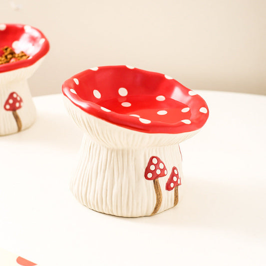 KFX-0076477 Creative Mushroom Pet Bowl for Cats and Dogs - Functional Food and Water Basin