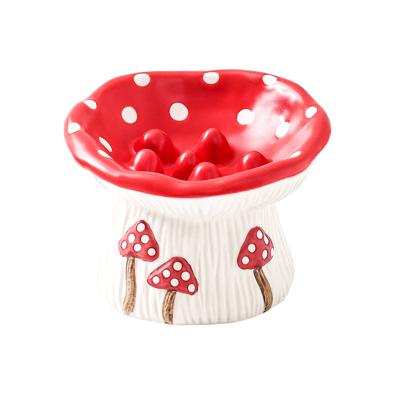 KFX-0076477 Creative Mushroom Pet Bowl for Cats and Dogs - Functional Food and Water Basin