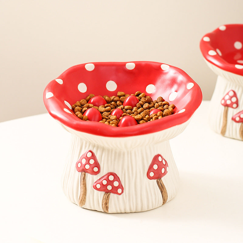KFX-0076477 Creative Mushroom Pet Bowl for Cats and Dogs - Functional Food and Water Basin