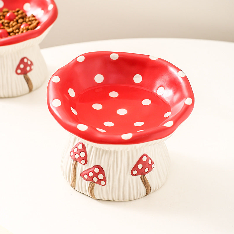 KFX-0076477 Creative Mushroom Pet Bowl for Cats and Dogs - Functional Food and Water Basin