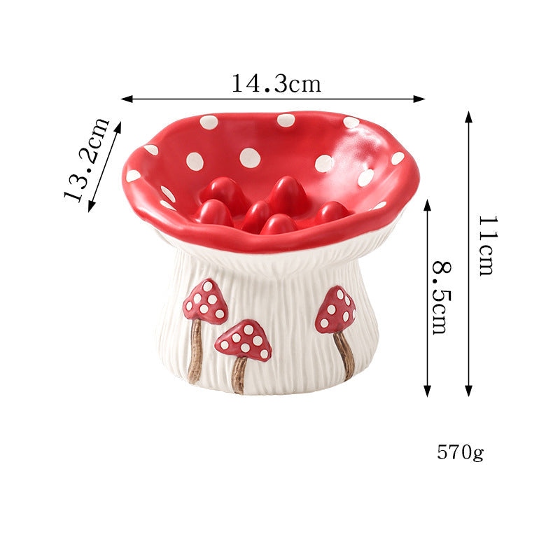 KFX-0076477 Creative Mushroom Pet Bowl for Cats and Dogs - Functional Food and Water Basin